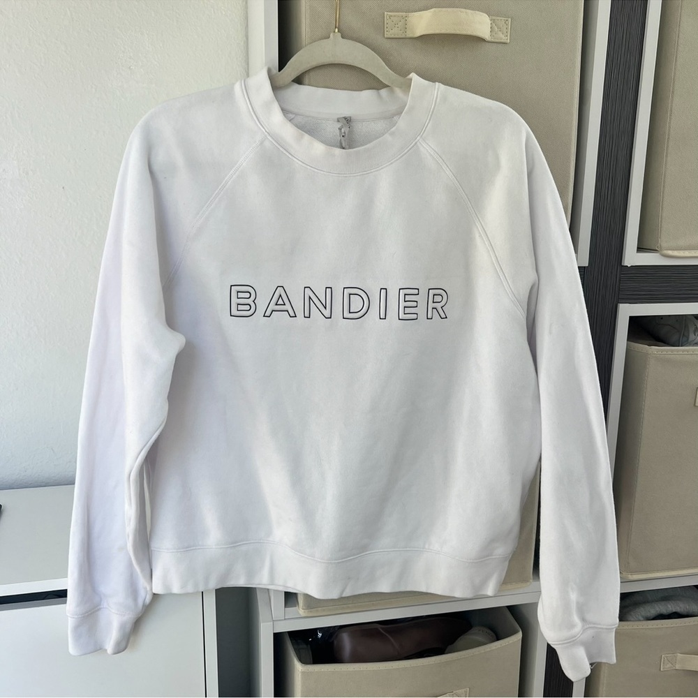 Bandier Logo Crewneck Sweatshirt in White NWT